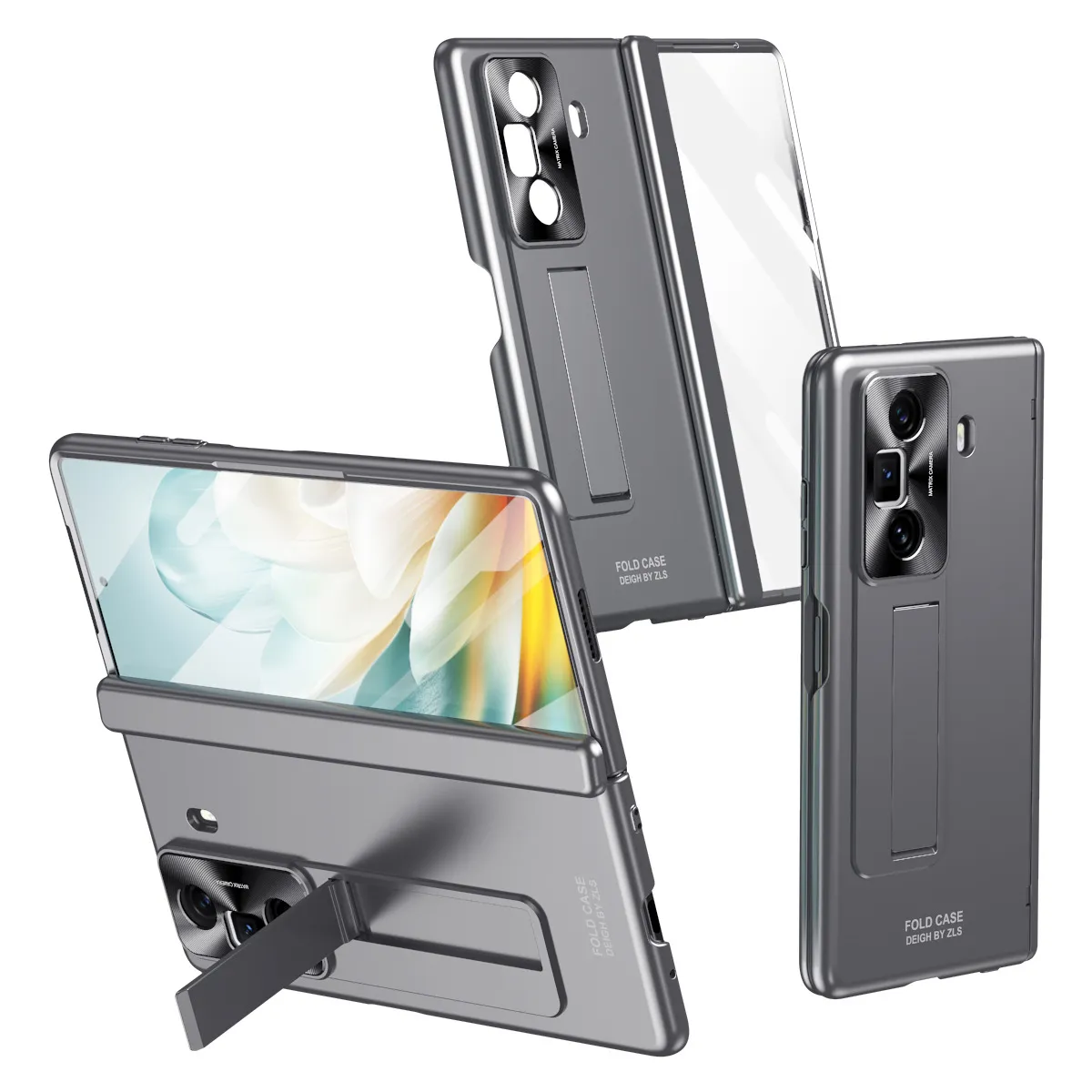 Honor MagicVS3 phone case, folding electroplated stand, full-coverage drop-proof protective leather case.