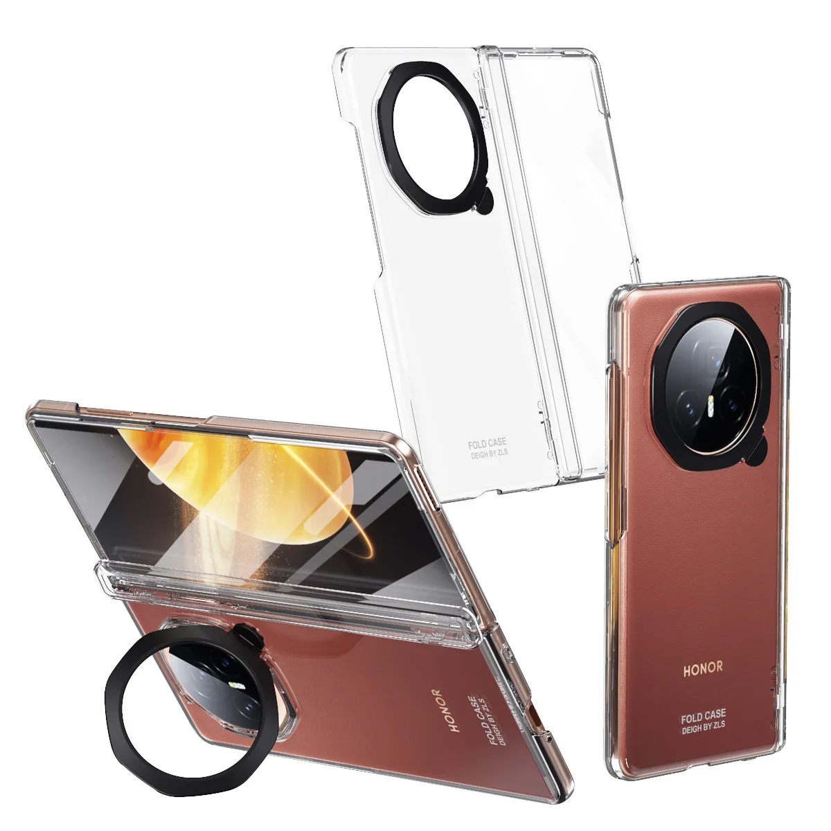 Honor MagicV3 phone case, MagicV3 folding electroplated stand, full-coverage drop-proof protective leather case.