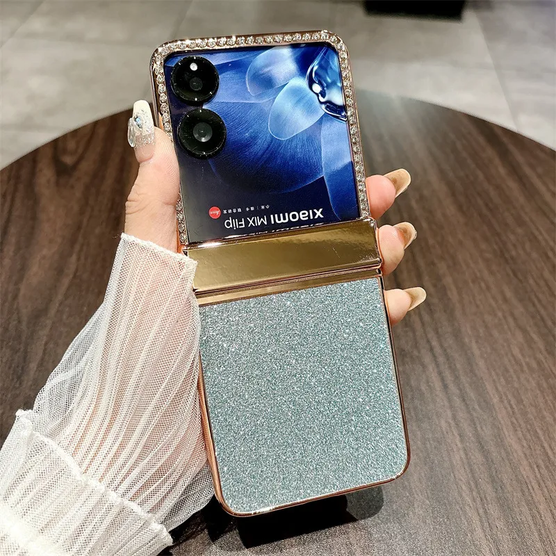 Compatible with Xiaomi MIX Flip2 phone case, mixflip folding crystal glitter full-coverage hinge drop protection