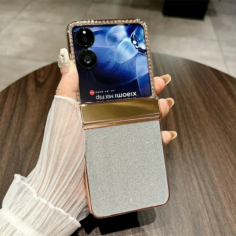 Compatible with Xiaomi MIX Flip2 phone case, mixflip folding crystal glitter full-coverage hinge drop protection