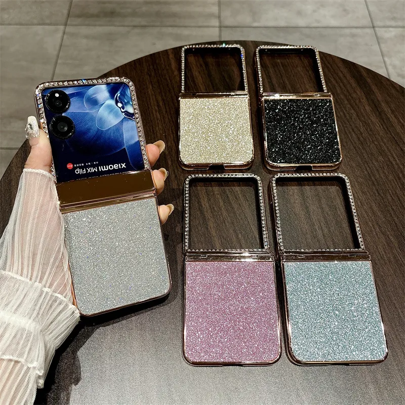 Compatible with Xiaomi MIX Flip2 phone case, mixflip folding crystal glitter full-coverage hinge drop protection