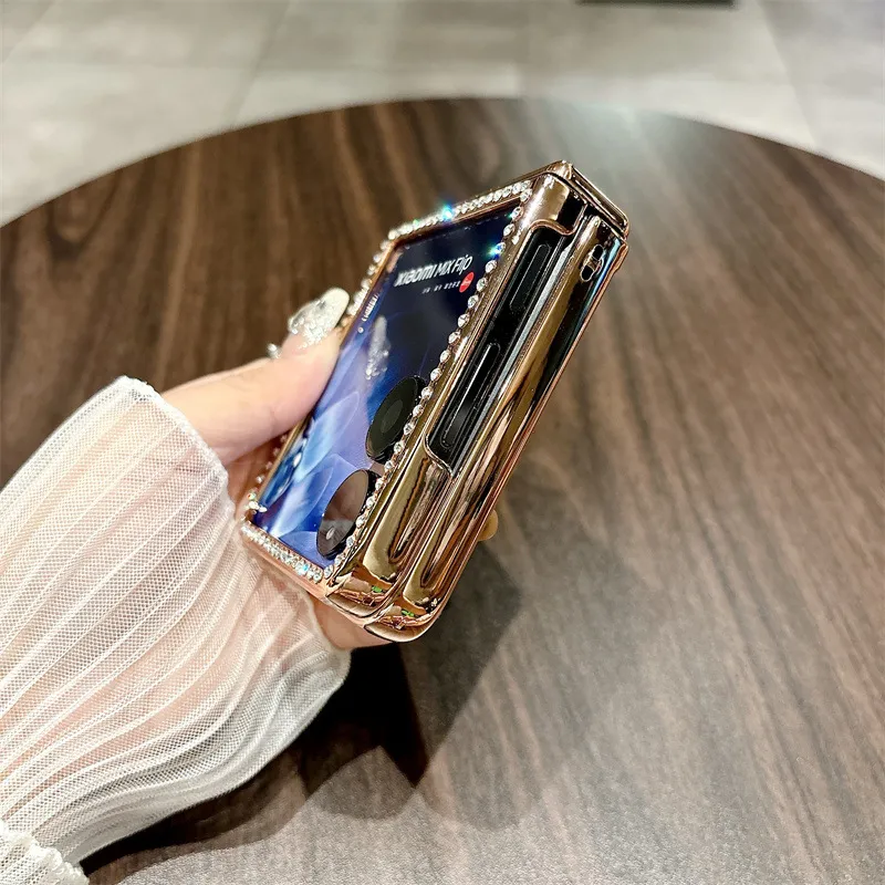 Compatible with Xiaomi MIX Flip2 phone case, mixflip folding crystal glitter full-coverage hinge drop protection