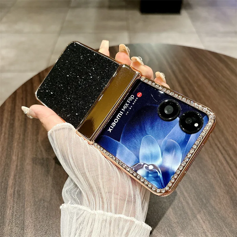 Compatible with Xiaomi MIX Flip2 phone case, mixflip folding crystal glitter full-coverage hinge drop protection
