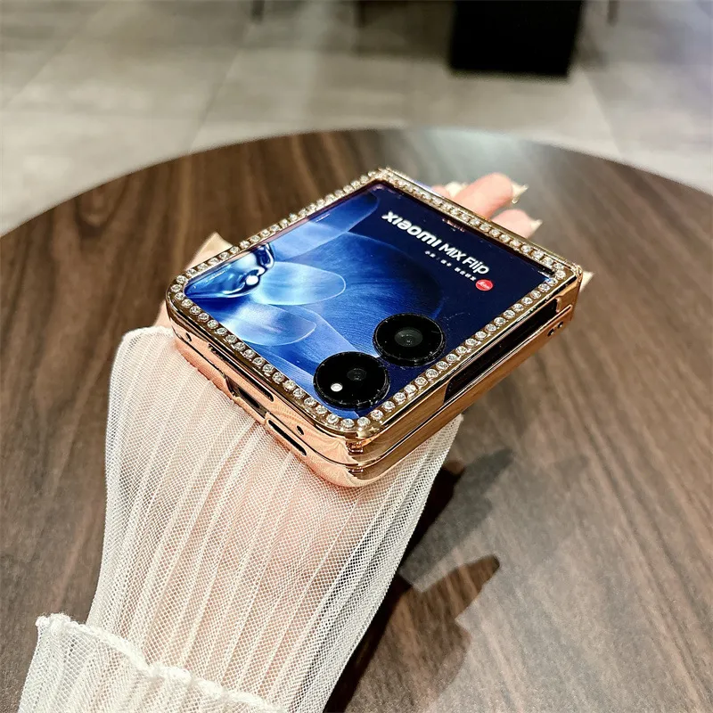 Compatible with Xiaomi MIX Flip2 phone case, mixflip folding crystal glitter full-coverage hinge drop protection