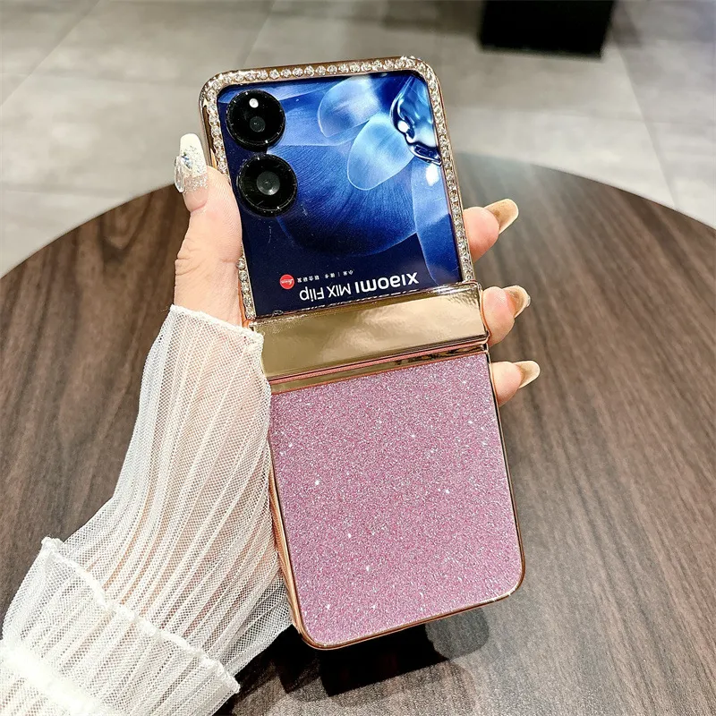 Compatible with Xiaomi MIX Flip2 phone case, mixflip folding crystal glitter full-coverage hinge drop protection