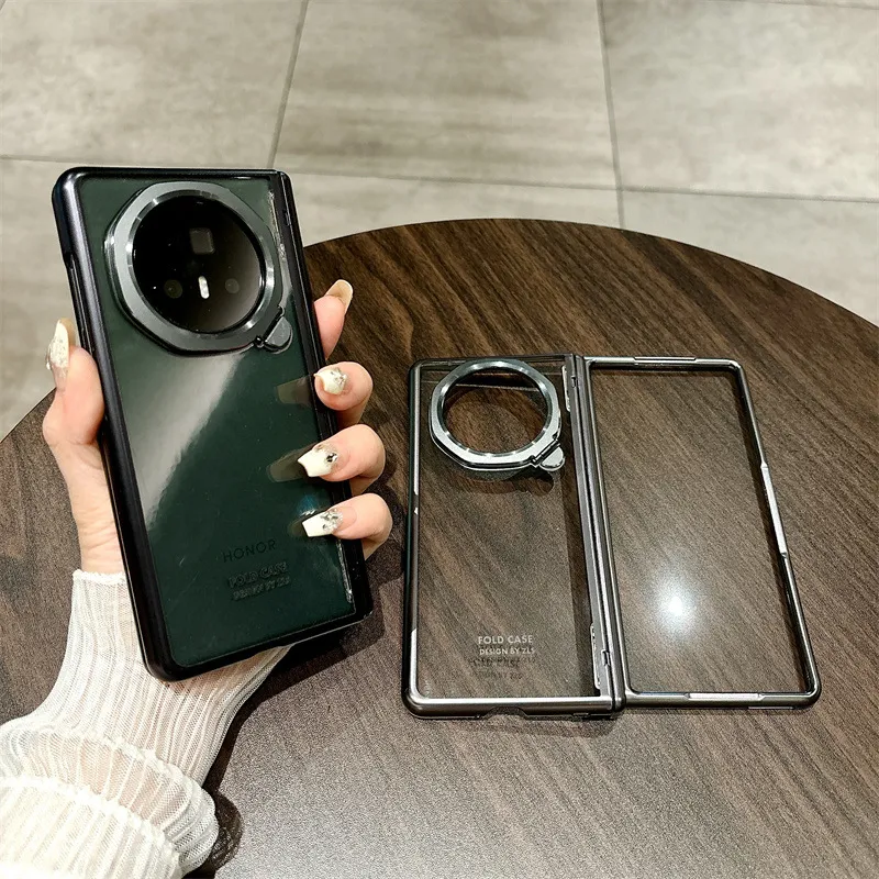 Honor MagicV3 Phone Case Electroplated Transparent MagicV3 Ultra-thin Full Coverage Hinge Drop-proof Protective Leather Case