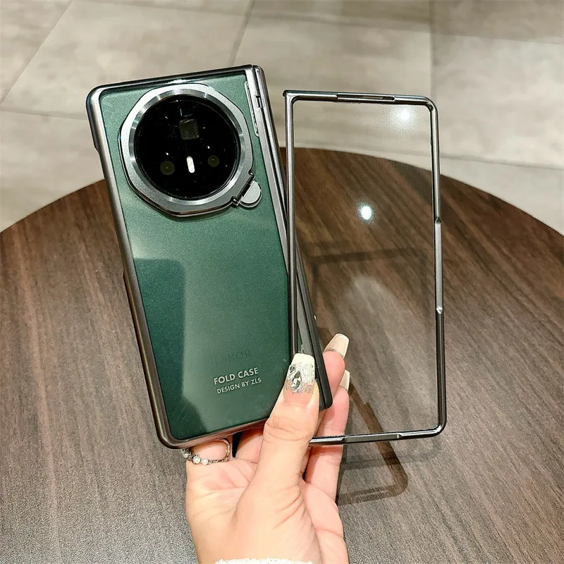 Honor MagicV3 Phone Case Electroplated Transparent MagicV3 Ultra-thin Full Coverage Hinge Drop-proof Protective Leather Case