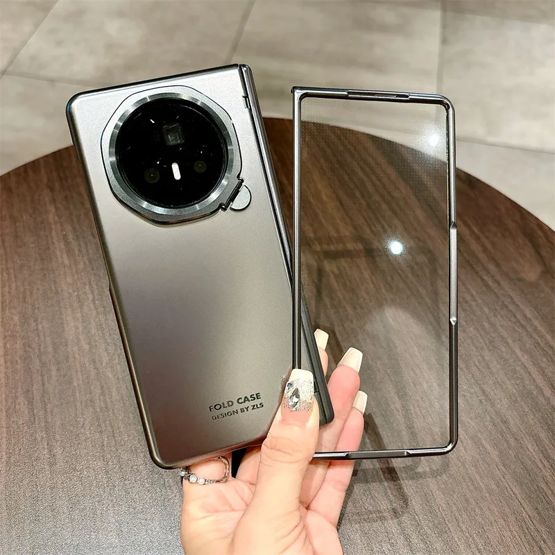 Honor MagicV3 Phone Case, MagicV3 Light Luxury Electroplated Ultra-thin Full Coverage Hinge Drop-Proof Protective Leather Case