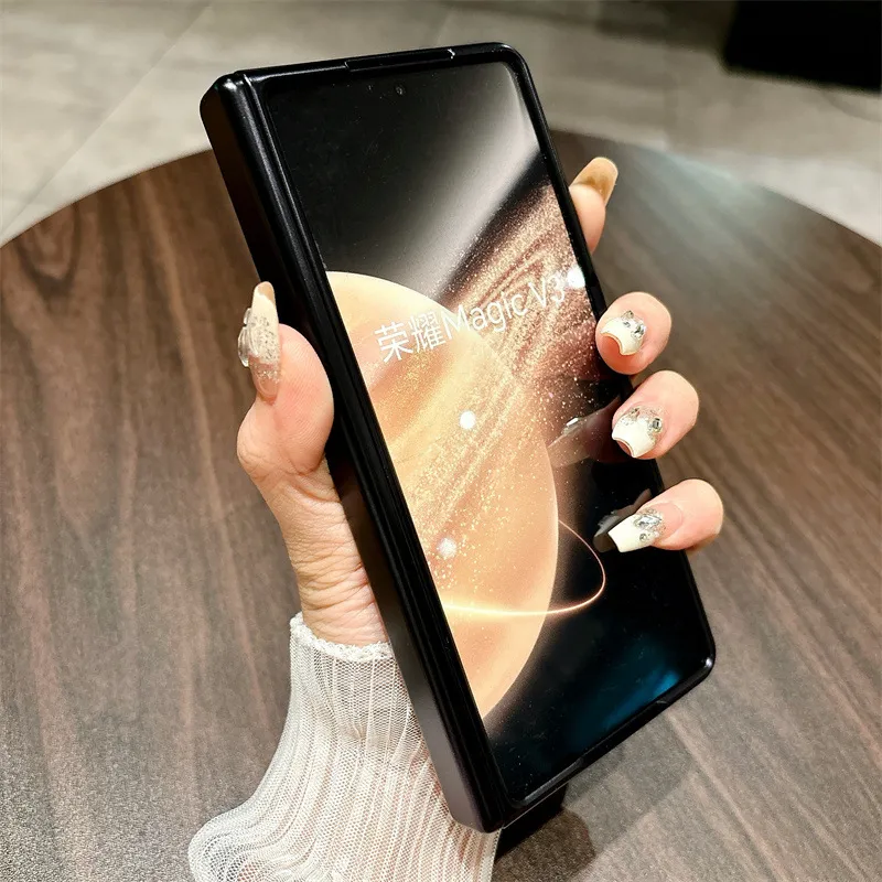 Honor MagicV3 Phone Case, MagicV3 Light Luxury Electroplated Ultra-thin Full Coverage Hinge Drop-Proof Protective Leather Case