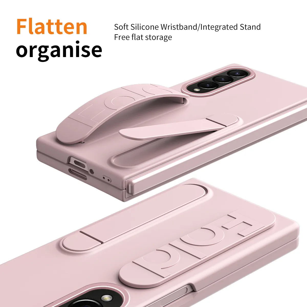 Compatible with Samsung Zfold 5 phone case, FOLD4 folding official vertical wrist strap case, integrated anti-drop protective case.