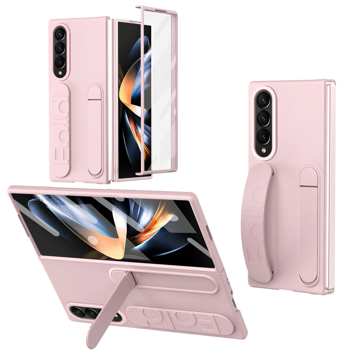 Compatible with Samsung Zfold 5 phone case, FOLD4 folding official vertical wrist strap case, integrated anti-drop protective case.