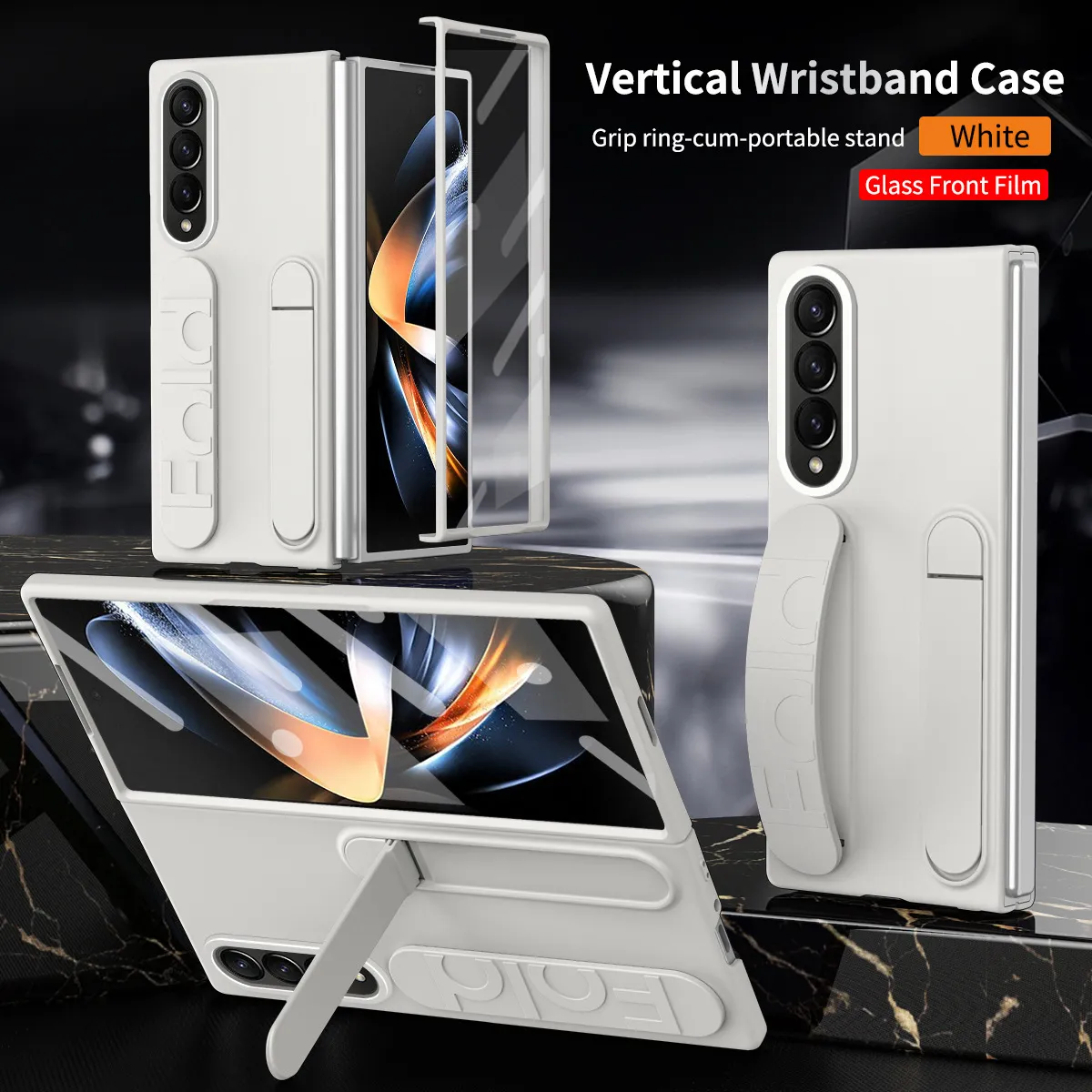 Compatible with Samsung Zfold 5 phone case, FOLD4 folding official vertical wrist strap case, integrated anti-drop protective case.