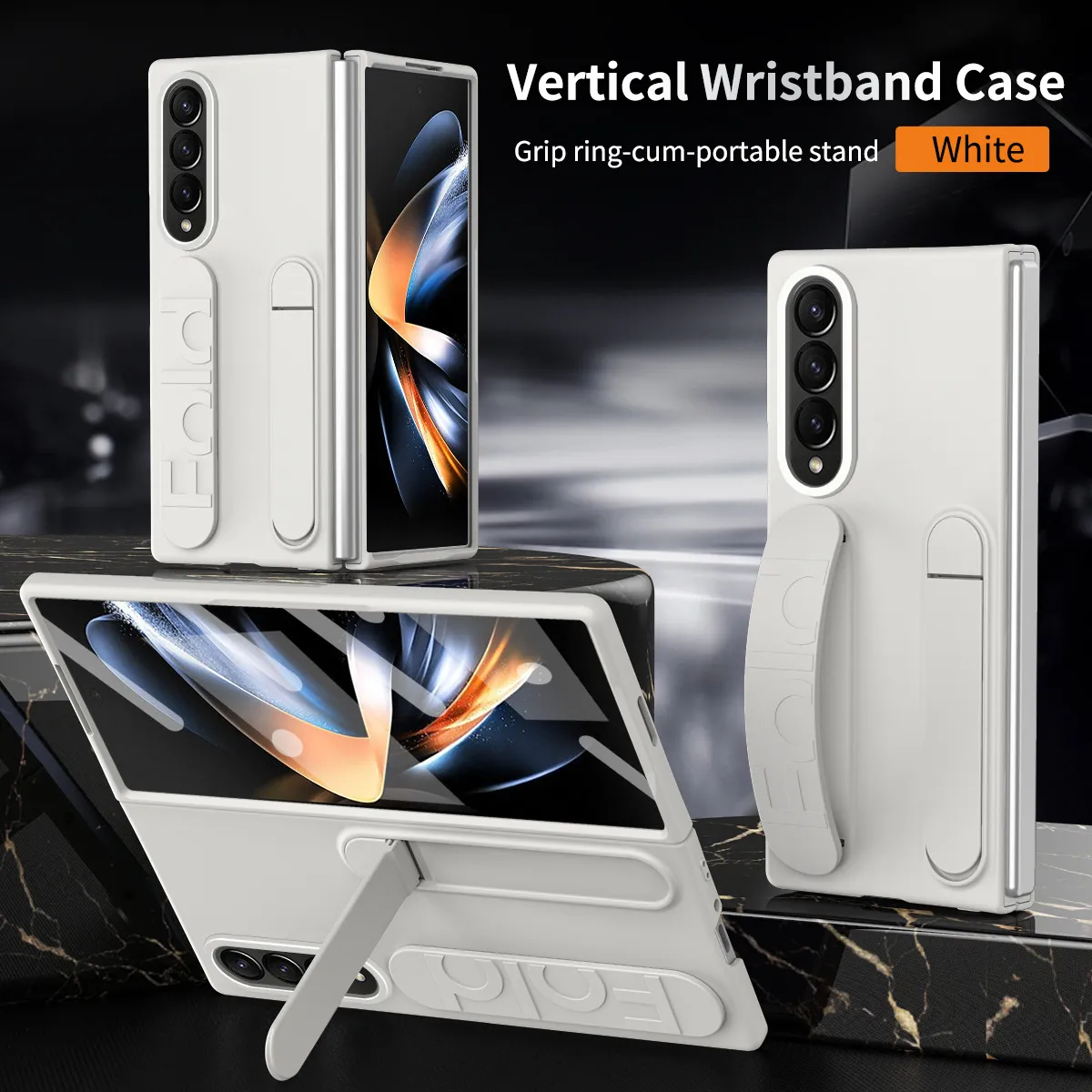 Compatible with Samsung Zfold 5 phone case, FOLD4 folding official vertical wrist strap case, integrated anti-drop protective case.