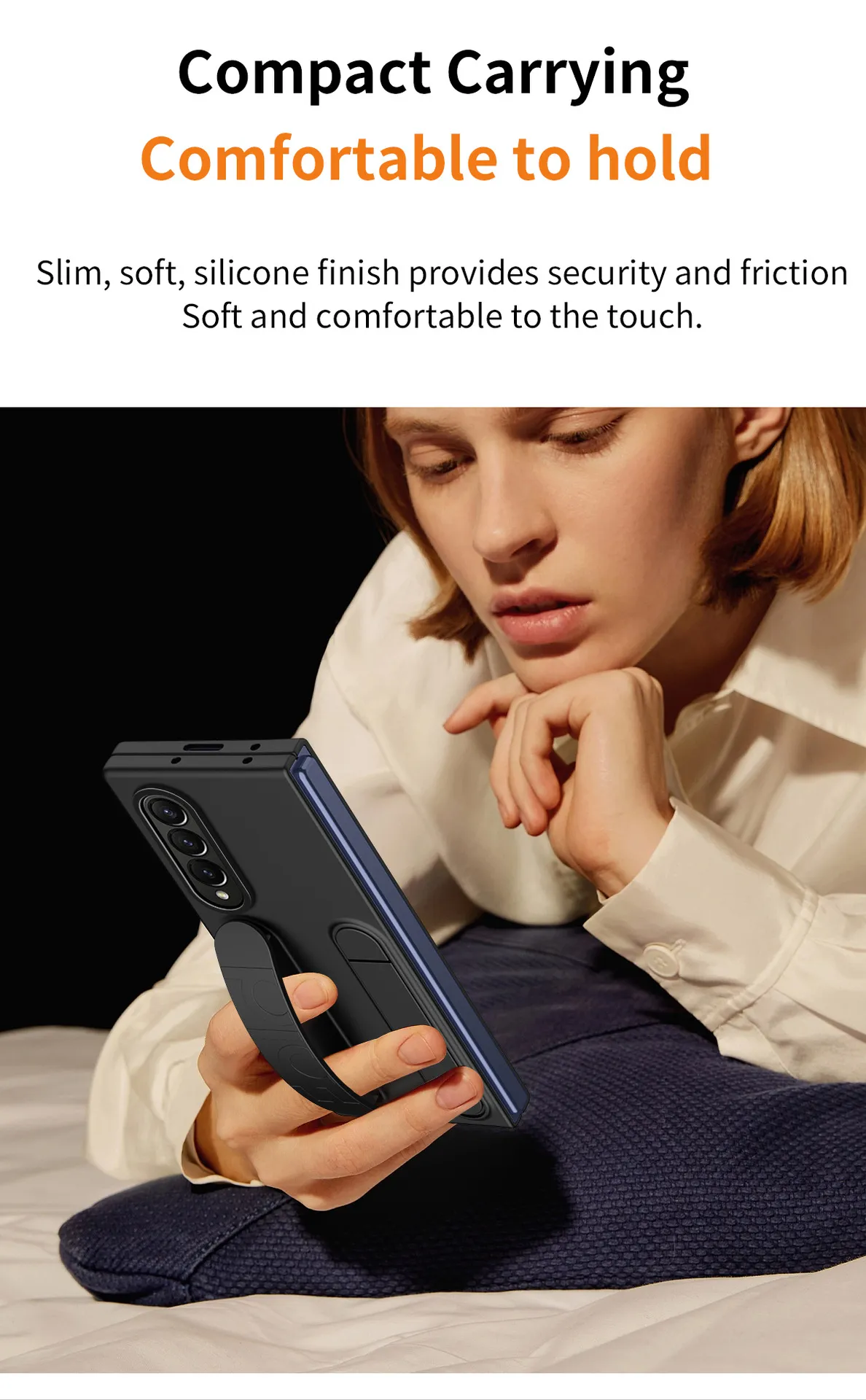 Compatible with Samsung Zfold 5 phone case, FOLD4 folding official vertical wrist strap case, integrated anti-drop protective case.