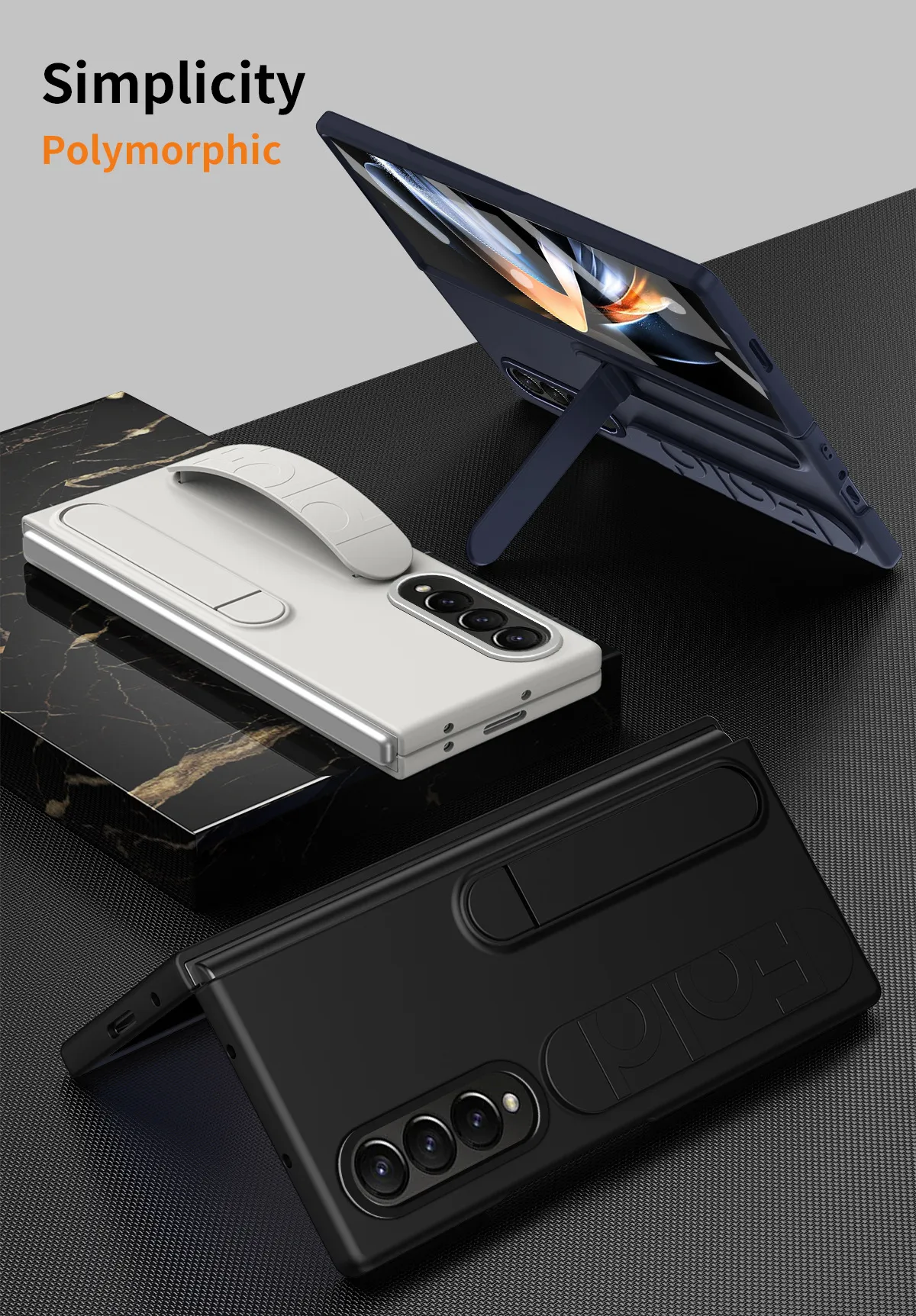 Compatible with Samsung Zfold 5 phone case, FOLD4 folding official vertical wrist strap case, integrated anti-drop protective case.