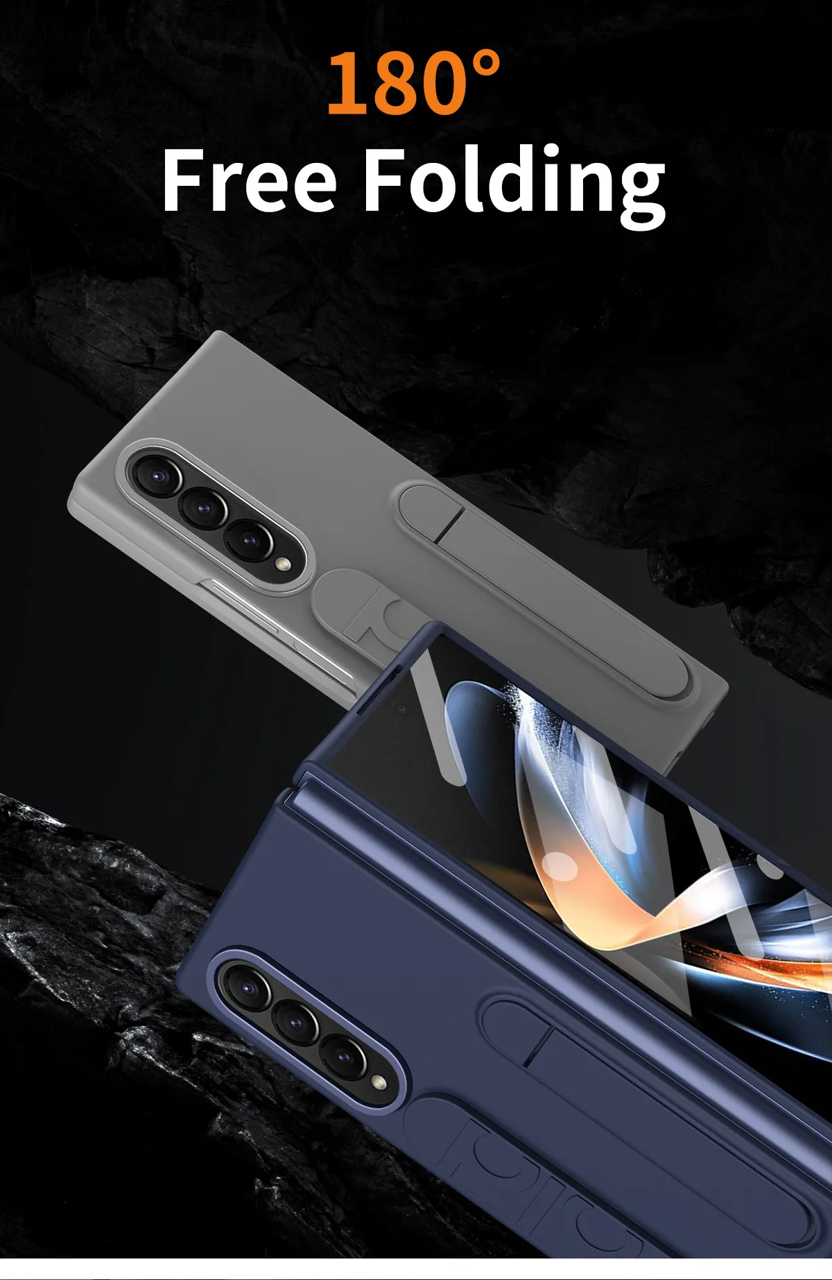 Compatible with Samsung Zfold 5 phone case, FOLD4 folding official vertical wrist strap case, integrated anti-drop protective case.
