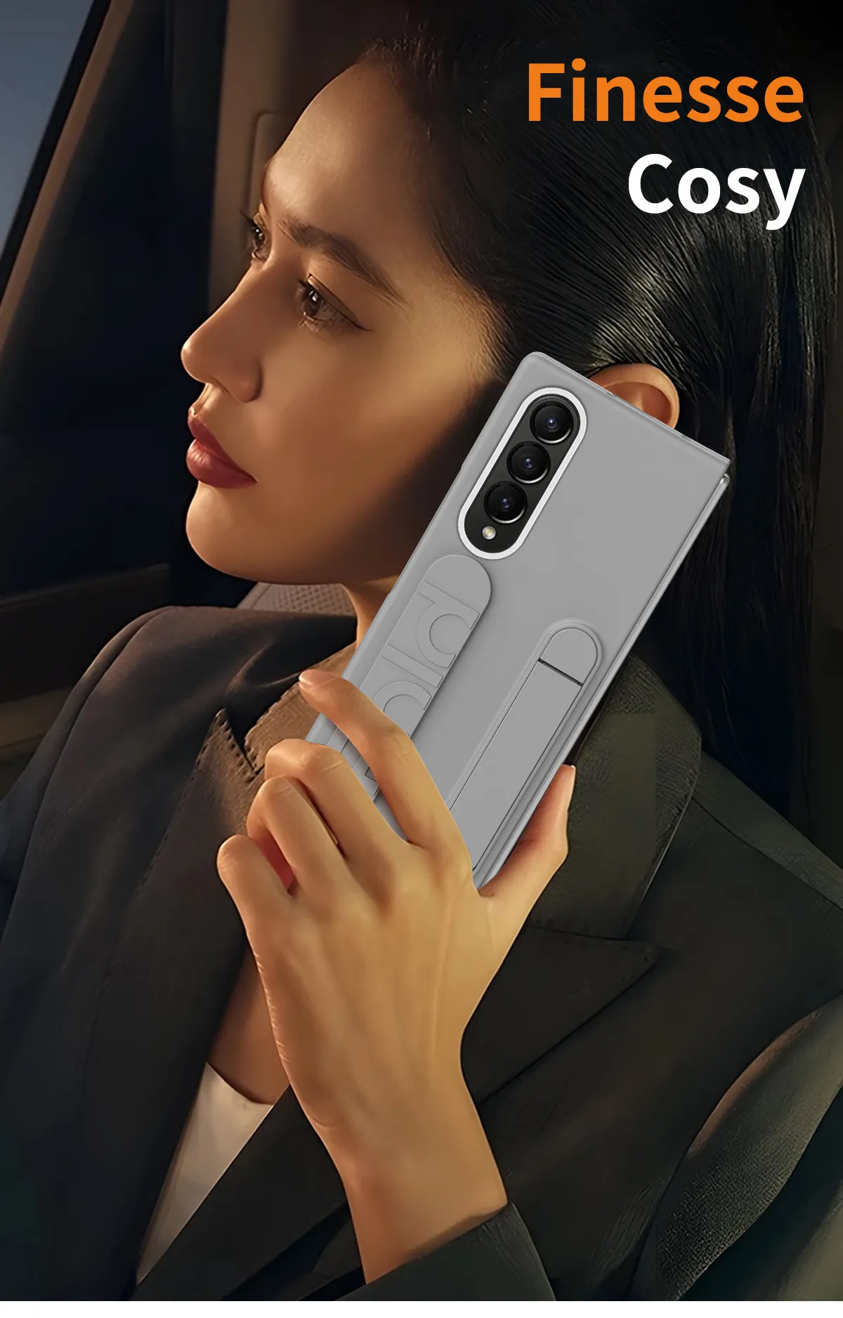 Compatible with Samsung Zfold 5 phone case, FOLD4 folding official vertical wrist strap case, integrated anti-drop protective case.