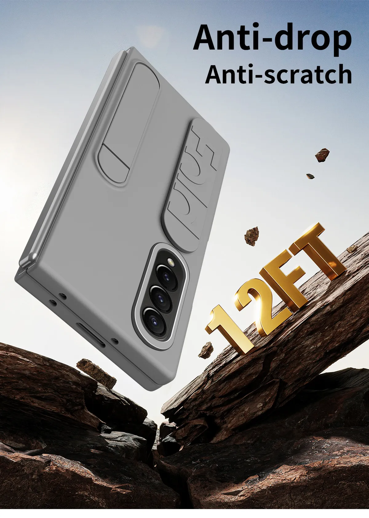 Compatible with Samsung Zfold 5 phone case, FOLD4 folding official vertical wrist strap case, integrated anti-drop protective case.