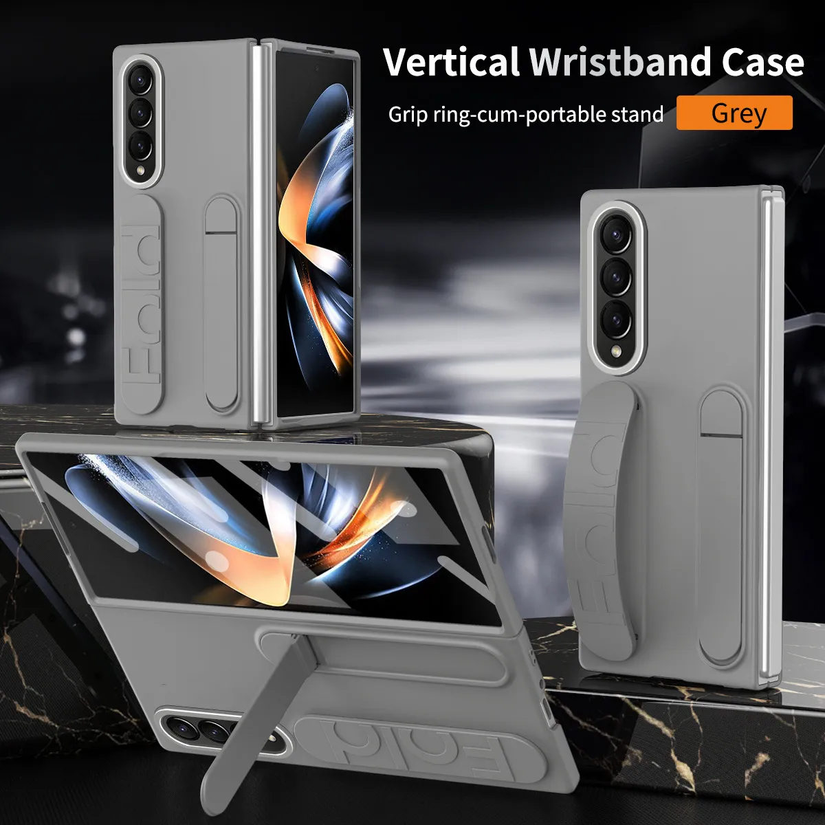 Compatible with Samsung Zfold 5 phone case, FOLD4 folding official vertical wrist strap case, integrated anti-drop protective case.