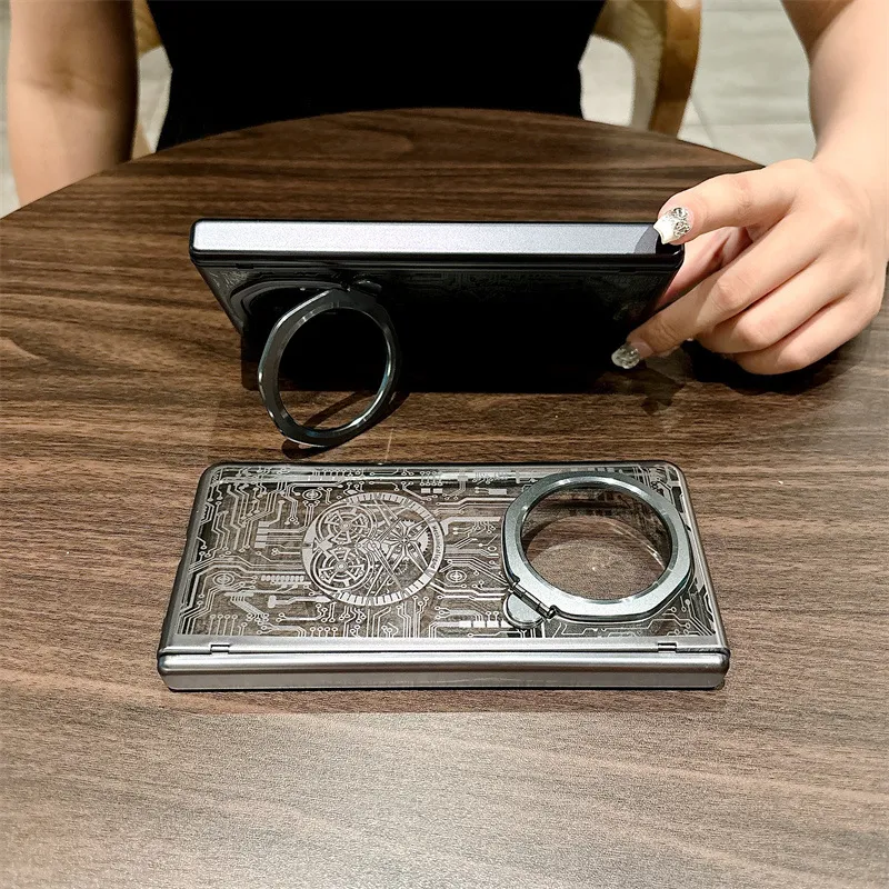 Honor MagicV3 Phone Case, MagicV3 Mechanical Legend Ultra-thin Full Coverage Hinge Drop-proof Protective Leather Case