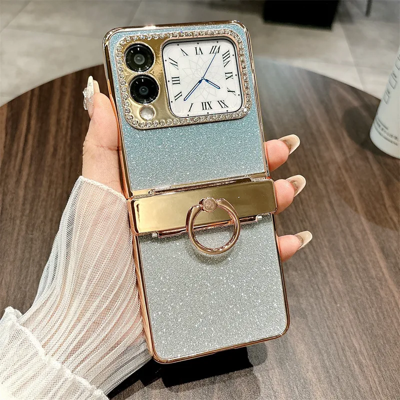 Compatible Huawei Nova Flip phone case, NovaFlip foldable screen glitter ring hinge drop-proof protective case