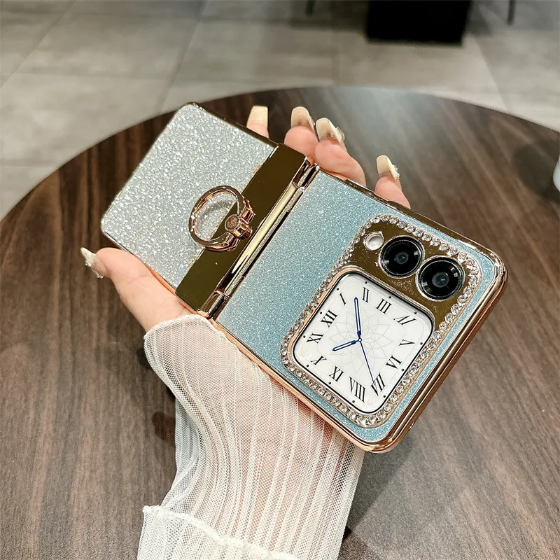 Compatible Huawei Nova Flip phone case, NovaFlip foldable screen glitter ring hinge drop-proof protective case