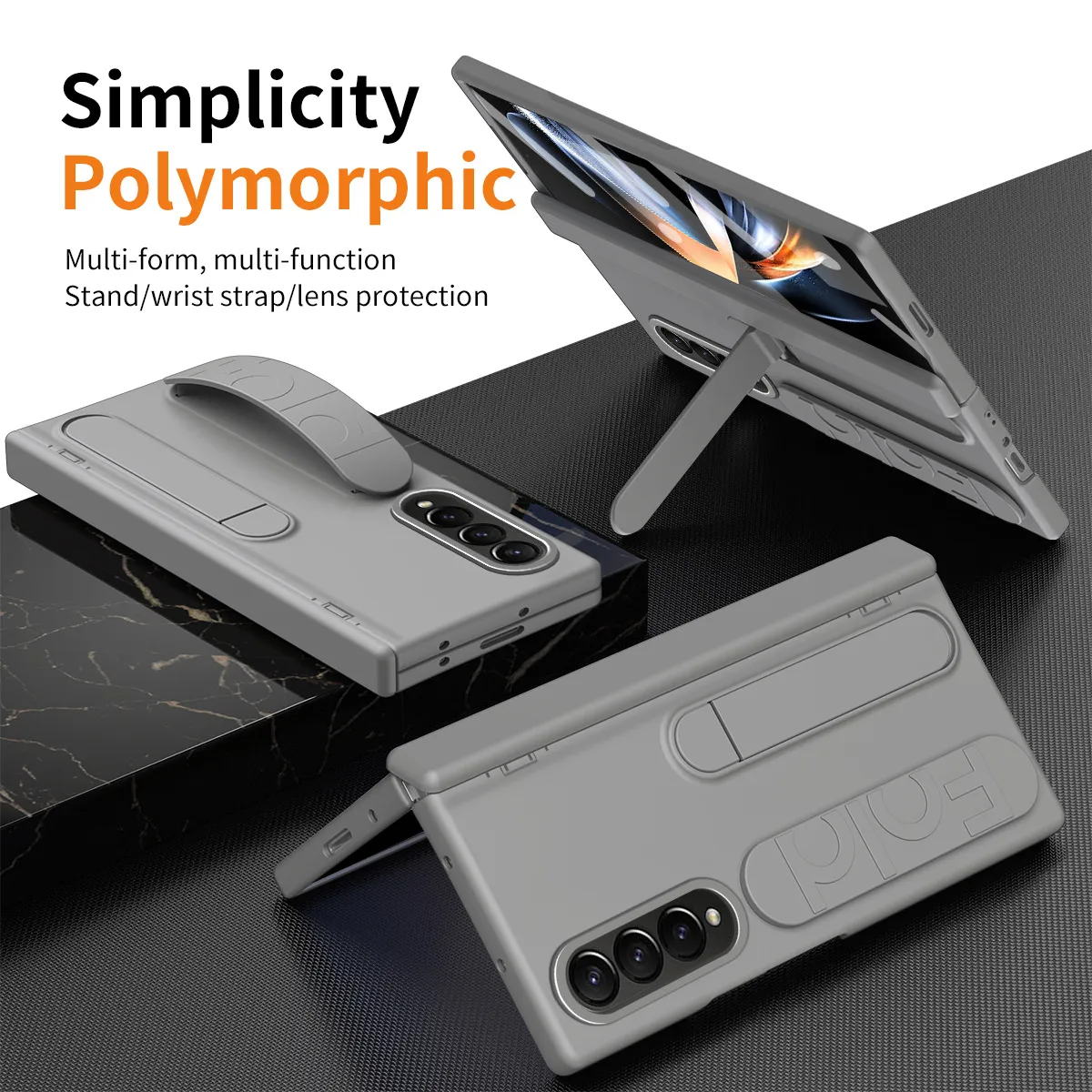 Compatible with Samsung Zfold4 phone case FOLD3 folding official wrist strap stand hinge case film integrated protective case