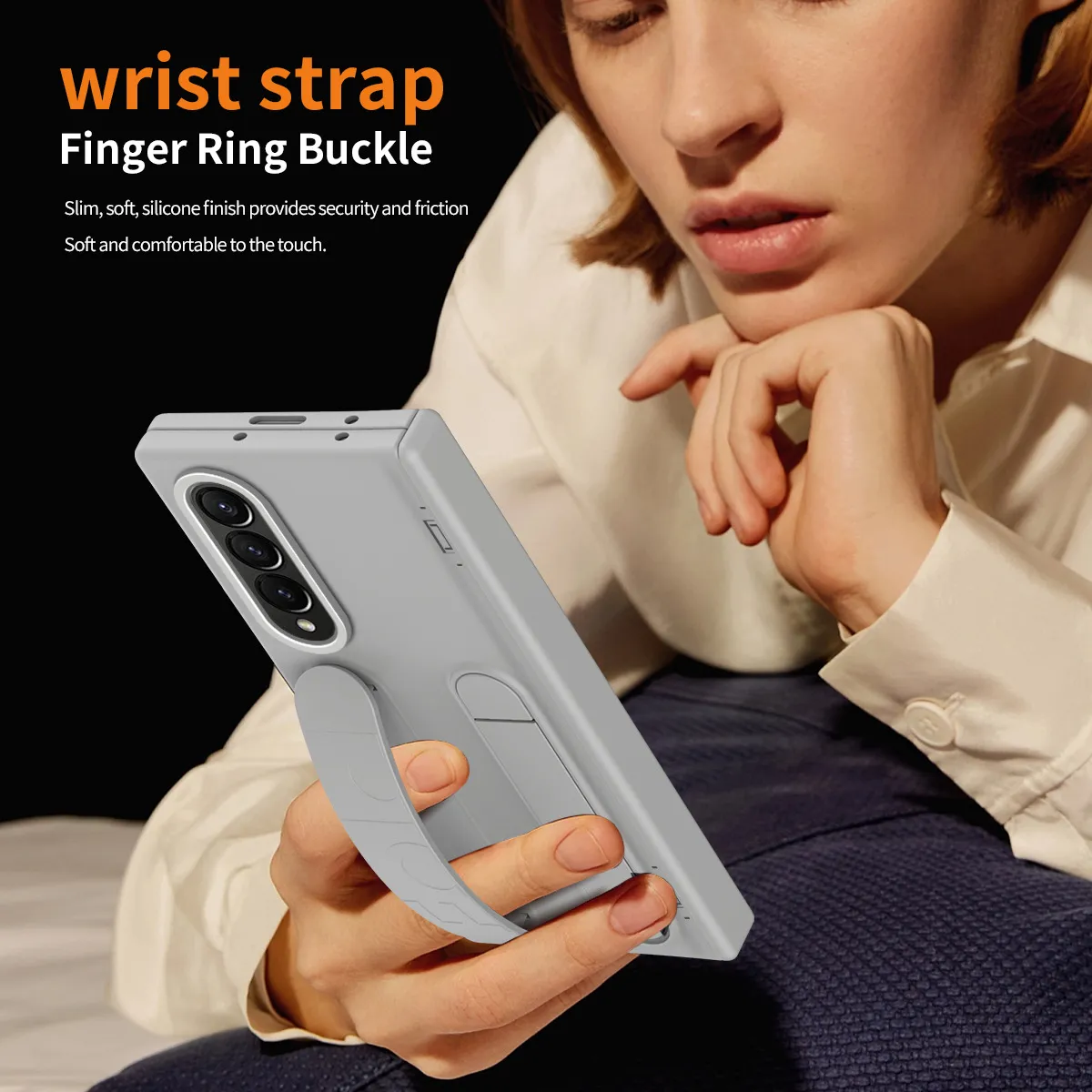 Compatible with Samsung Zfold4 phone case FOLD3 folding official wrist strap stand hinge case film integrated protective case