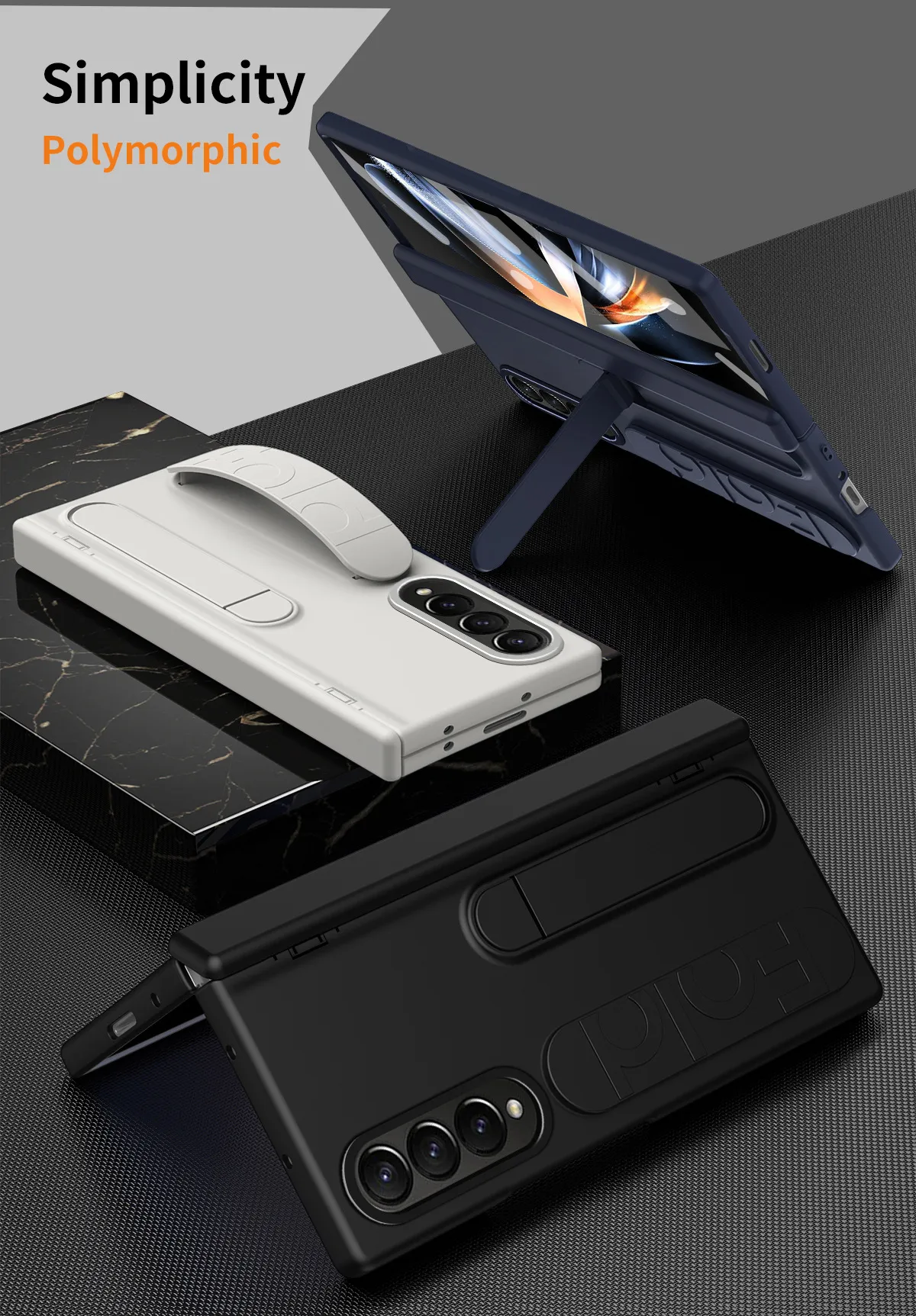 Compatible with Samsung Zfold4 phone case FOLD3 folding official wrist strap stand hinge case film integrated protective case