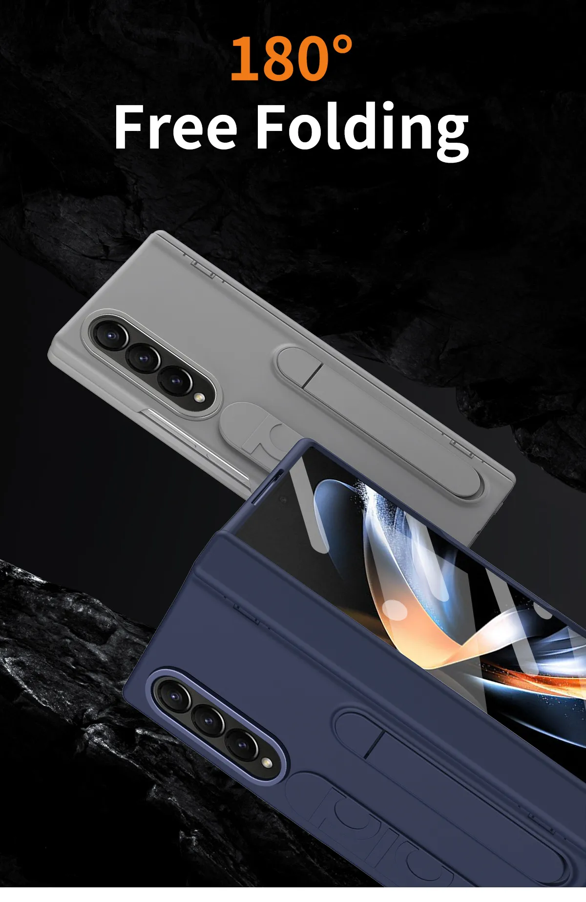 Compatible with Samsung Zfold4 phone case FOLD3 folding official wrist strap stand hinge case film integrated protective case