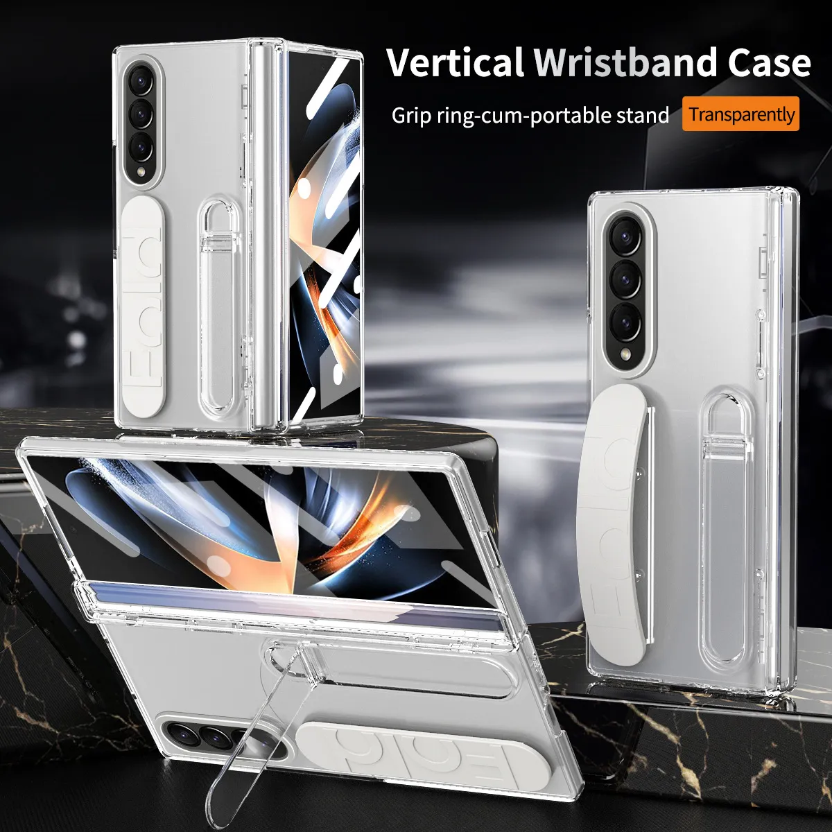 Compatible with Samsung Zfold4 phone case FOLD3 folding official wrist strap stand hinge case film integrated protective case