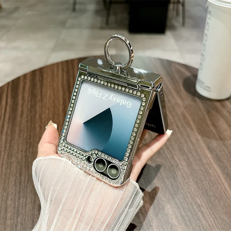 Compatible with Samsung ZFlip 7FE phone case, ZFLIP 6 foldable screen diamond leather hinge full-coverage drop protection leather