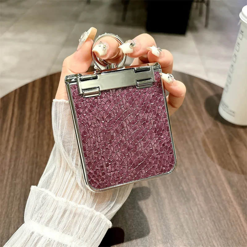 Compatible with Samsung ZFlip 7FE phone case, ZFLIP 6 foldable screen diamond leather hinge full-coverage drop protection leather