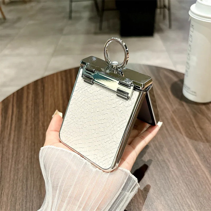 Compatible with Samsung ZFlip 7FE phone case, ZFLIP 6 foldable screen diamond leather hinge full-coverage drop protection leather