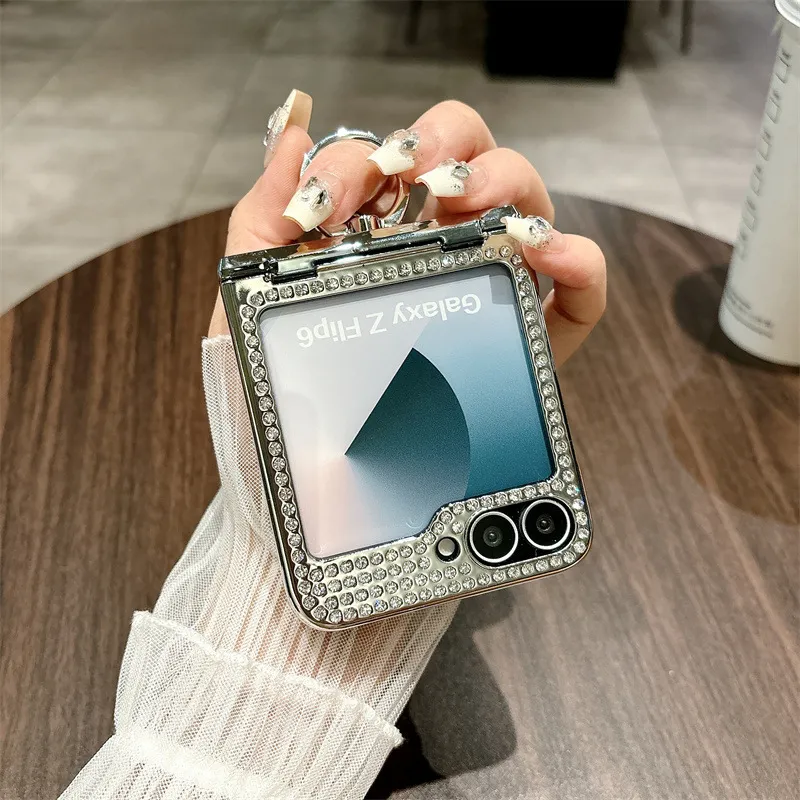 Compatible with Samsung ZFlip 7FE phone case, ZFLIP 6 foldable screen diamond leather hinge full-coverage drop protection leather