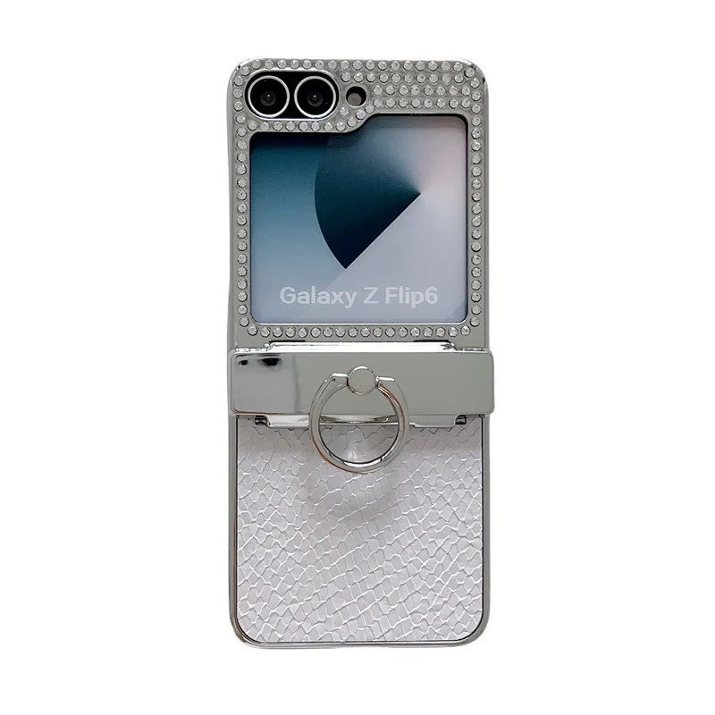 Compatible with Samsung ZFlip 7FE phone case, ZFLIP 6 foldable screen diamond leather hinge full-coverage drop protection leather