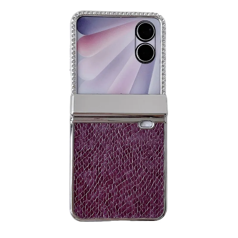 Compatible with Honor Magic V Flip2 phone case, foldable screen, luxury electroplated vegan leather, full-coverage drop protection case