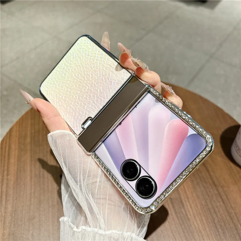 Compatible with Honor Magic V Flip2 phone case, foldable screen, luxury electroplated vegan leather, full-coverage drop protection case