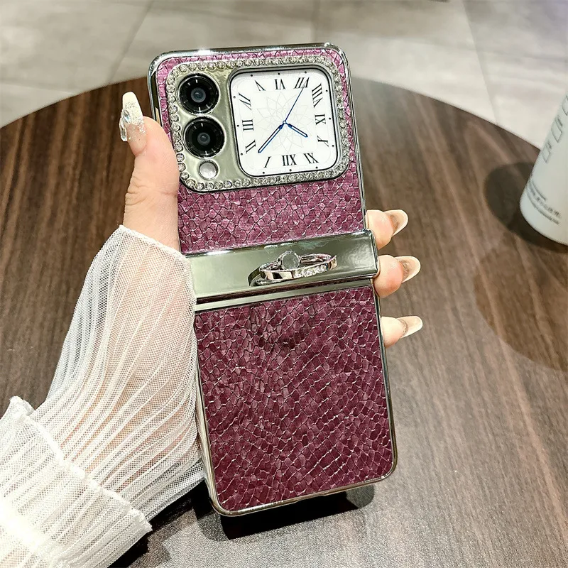 Compatible Huawei Nova Flip phone case, Nova Flip foldable screen luxury ring hinge full-coverage shockproof case