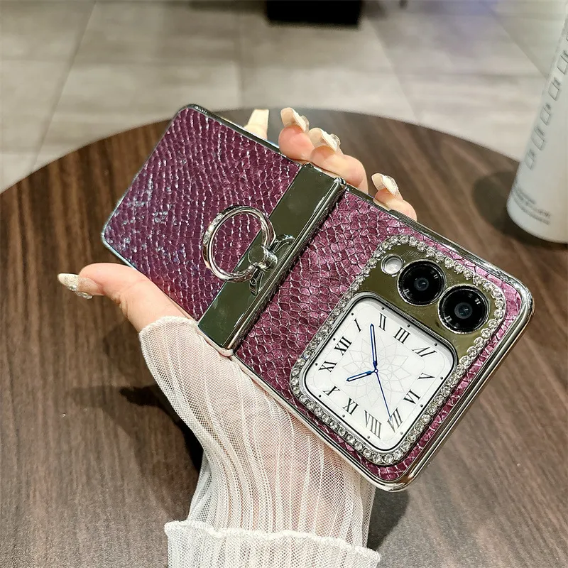Compatible Huawei Nova Flip phone case, Nova Flip foldable screen luxury ring hinge full-coverage shockproof case