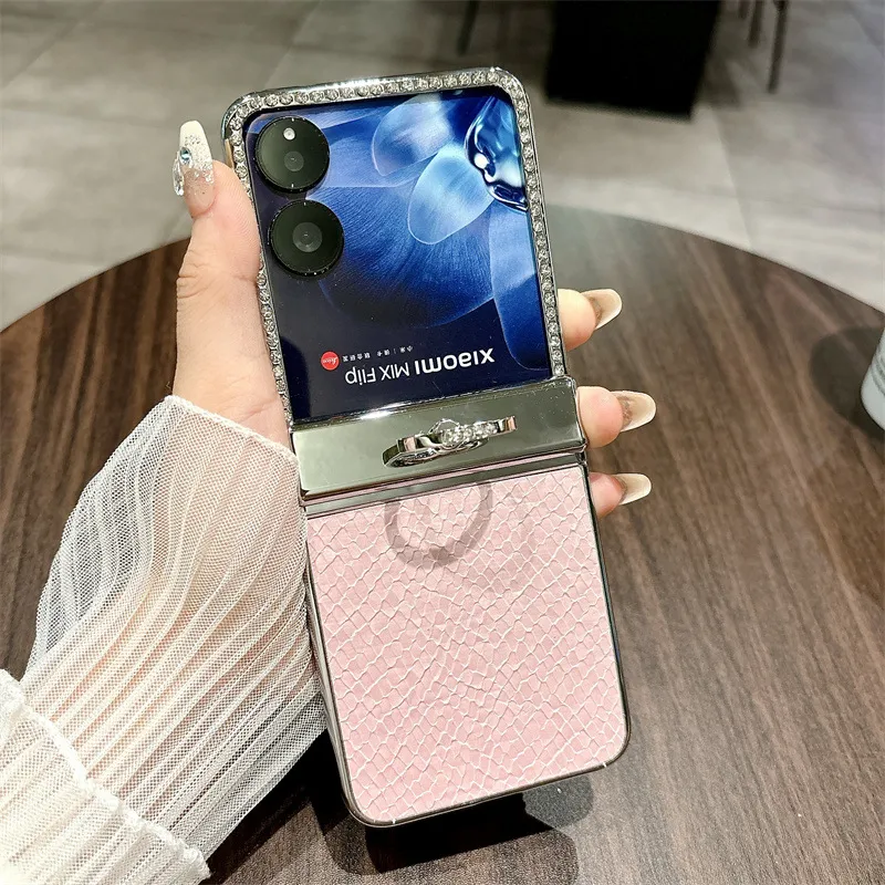 Compatible with Xiaomi MIX Flip phone case, mixflip folding ring holder, full-coverage hinge, drop-proof protective case