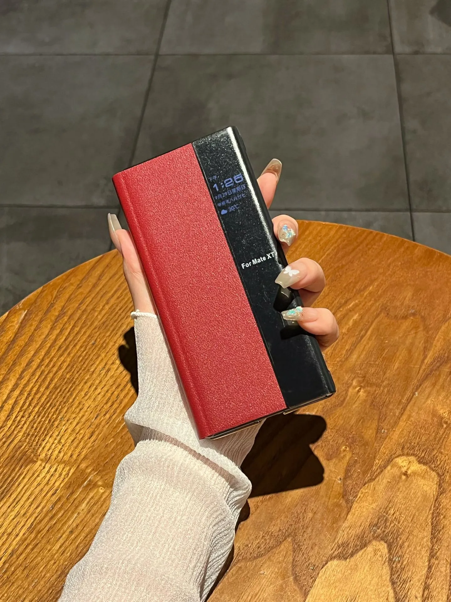 Compatible Huawei MATEXT phone case, smart leather case with screen stand, folding, full-coverage, drop-proof protective case.