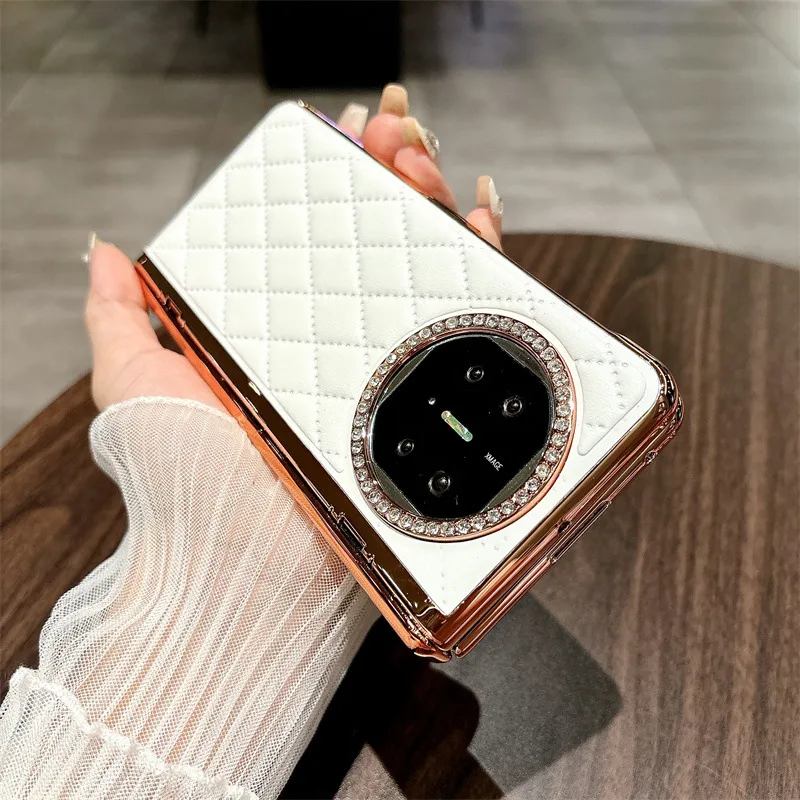 Compatible with Huawei Mate X5 phone case, MATE X3 foldable screen stand, electroplated leather hinge, and drop-proof protective case.