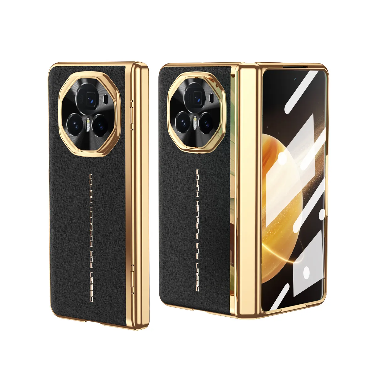 Honor MagicV3 Phone Case Electroplated Vegan Leather: Instantly Transforms MagicV3 into XT Full-Coverage Drop-Proof Protective Case