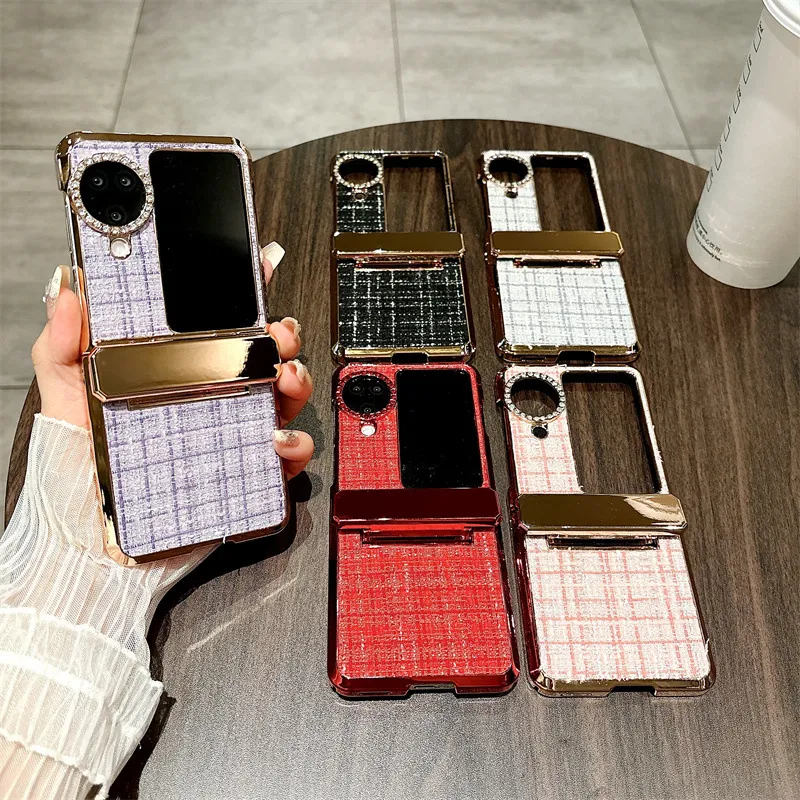 Compatible with OPPO Find N3 Flip phone case, fabric N3FLIP full-coverage electroplated hinge case, drop-proof protective case