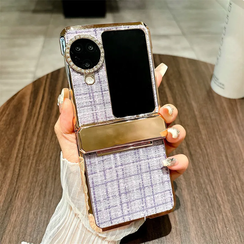 Compatible with OPPO Find N3 Flip phone case, fabric N3FLIP full-coverage electroplated hinge case, drop-proof protective case