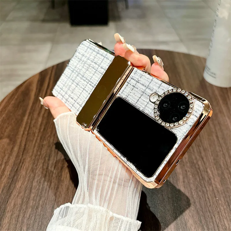 Compatible with OPPO Find N3 Flip phone case, fabric N3FLIP full-coverage electroplated hinge case, drop-proof protective case