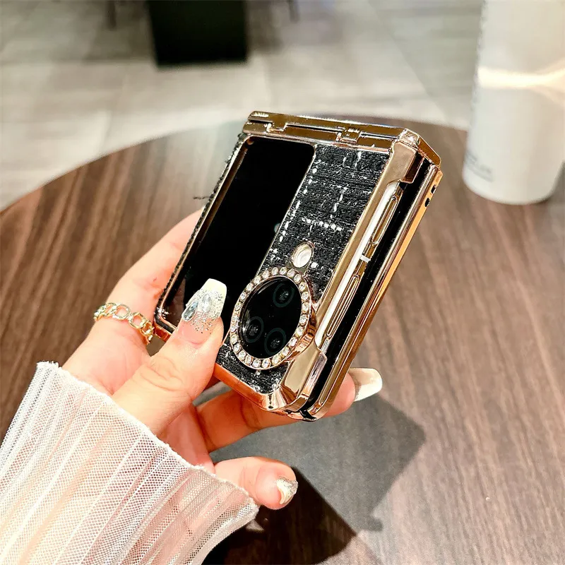 Compatible with OPPO Find N3 Flip phone case, fabric N3FLIP full-coverage electroplated hinge case, drop-proof protective case