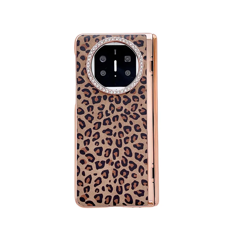 Compatible with Huawei Mate X5 phone case, MATE X3 folding leopard print leather luxury anti-drop protective case stand 5G