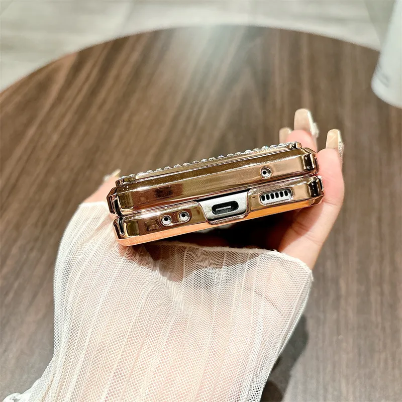 Samsung Flip 4 phone case, FLIP3 foldable screen leopard print light luxury electroplated stand full-coverage drop protection case